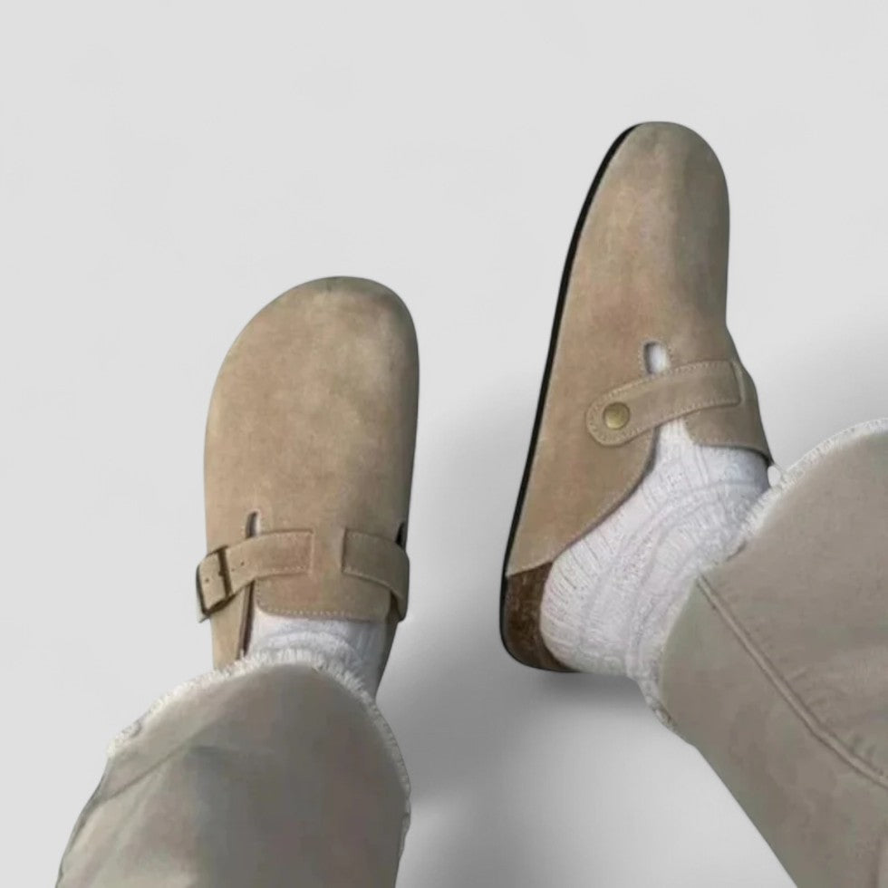 Men’s Suede Shearling Mule Slippers