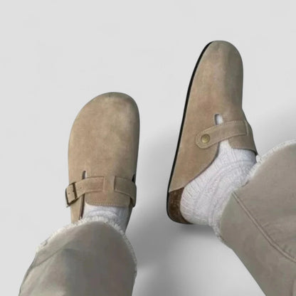 Men’s Suede Shearling Mule Slippers