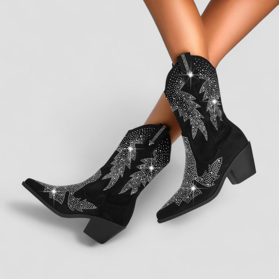 Orthopedic Western Rhinestone Cowboy Boots for Women