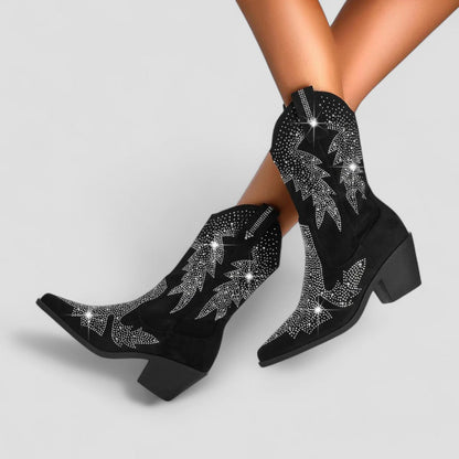Orthopedic Western Rhinestone Cowboy Boots for Women
