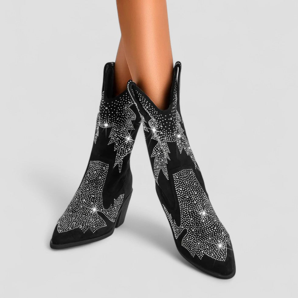 Orthopedic Western Rhinestone Cowboy Boots for Women