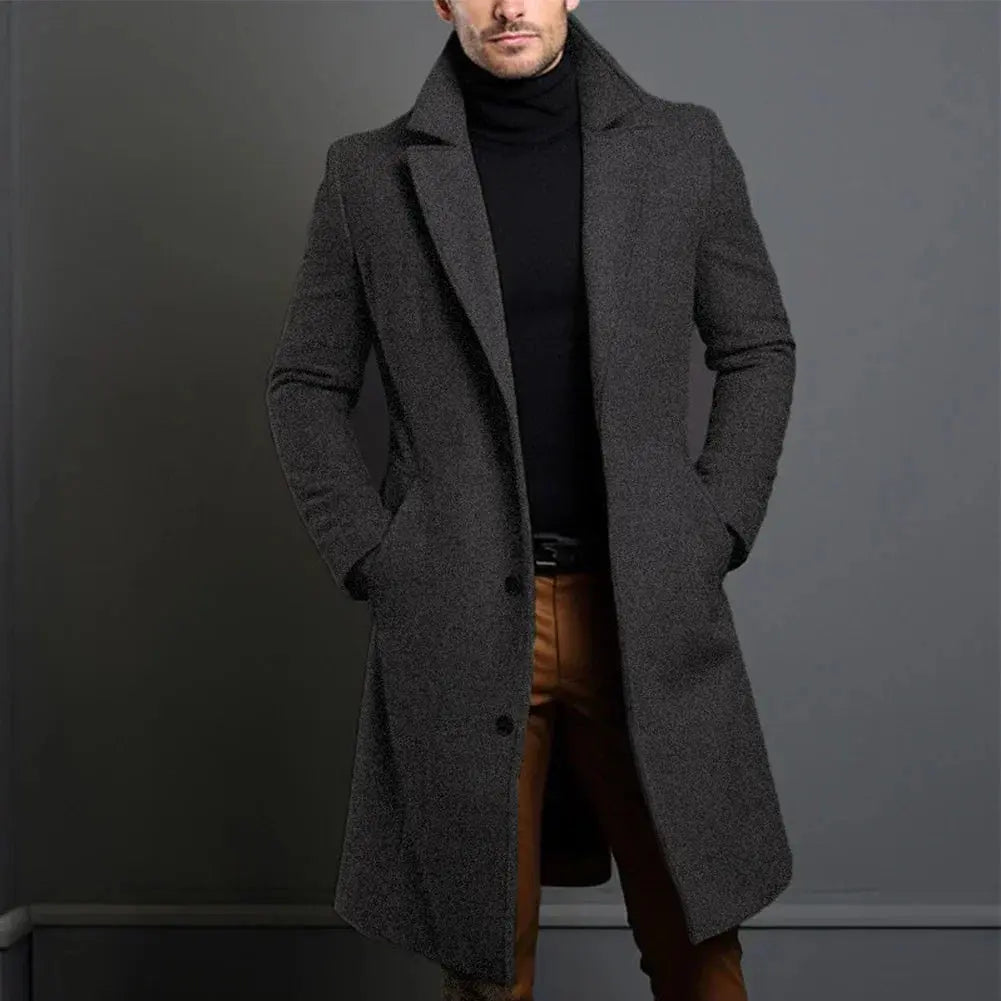 Classic Men's Overcoat with Buttons