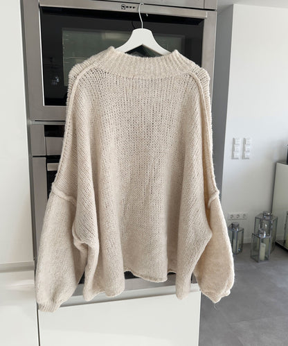Clara | Beige Oversized Knit Cardigan for Women