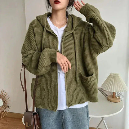 Cozy Women's Zip Front Sweater Cardigan - BritishElegance