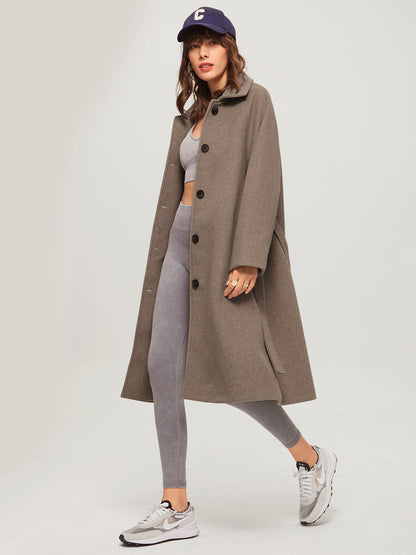 Reyna | Oversized Brushed Belted Long Overcoat