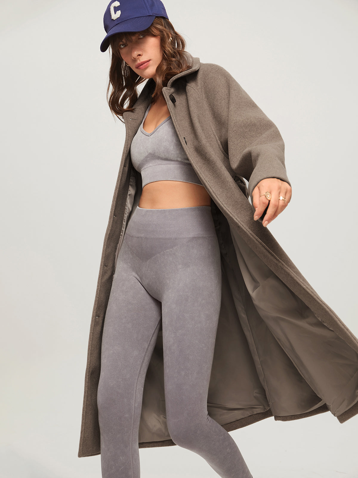 Reyna | Oversized Brushed Belted Long Overcoat