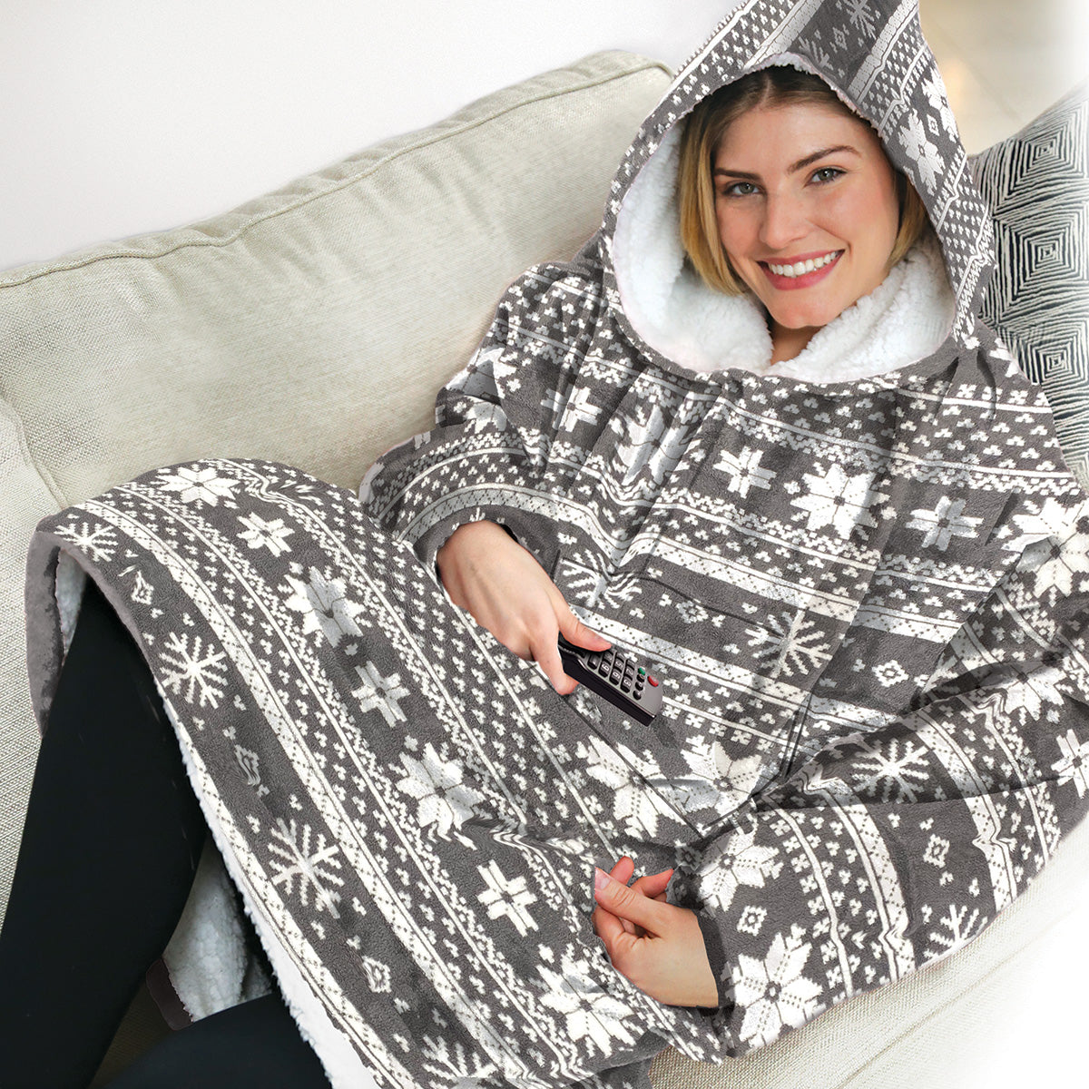 Cozy Fleece Lined Hoodie Blanket Sweatshirt