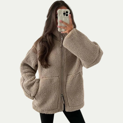 Women’s Cozy Textured Fleece Zip-Up Jacket