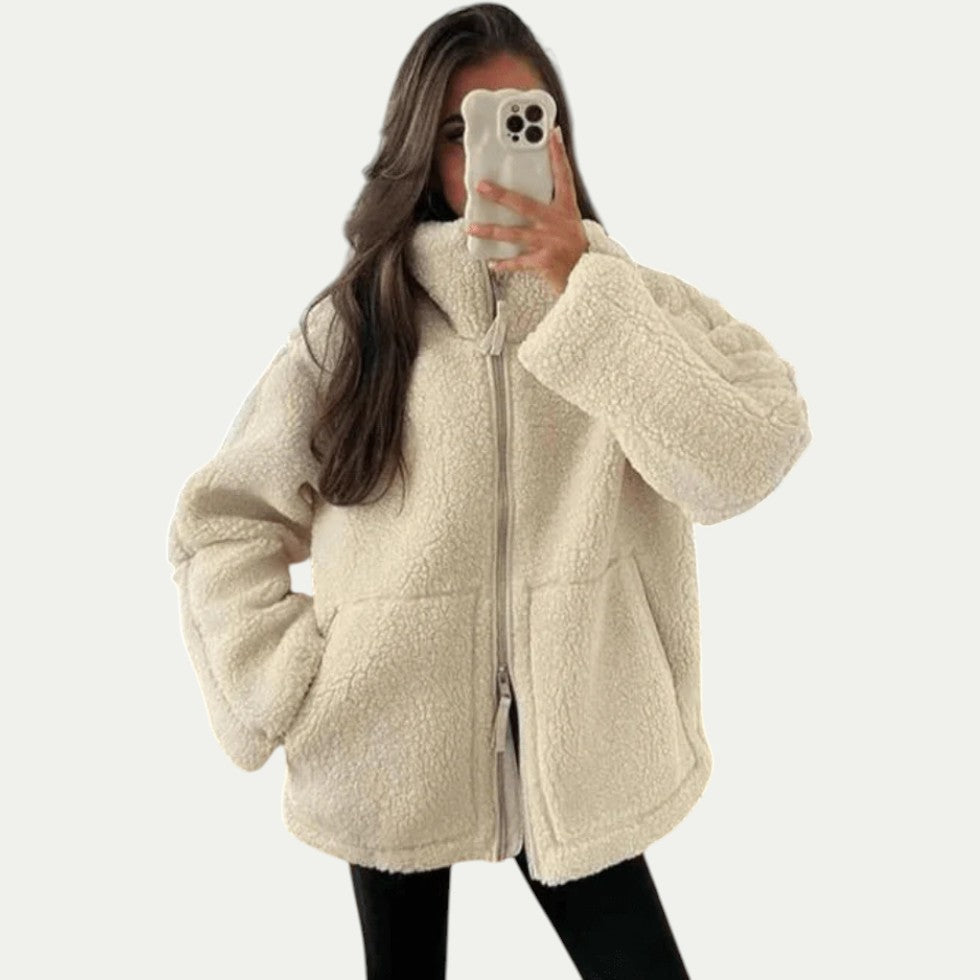 Women’s Cozy Textured Fleece Zip-Up Jacket