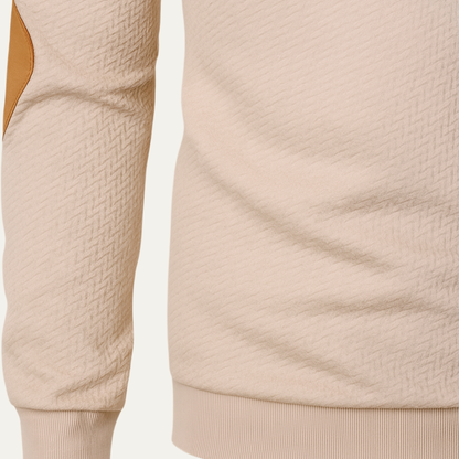 Men’s High Collar Knit Sweater with Contrast Details