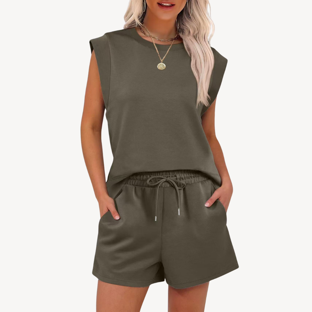 Women's Casual Cotton Shorts Set