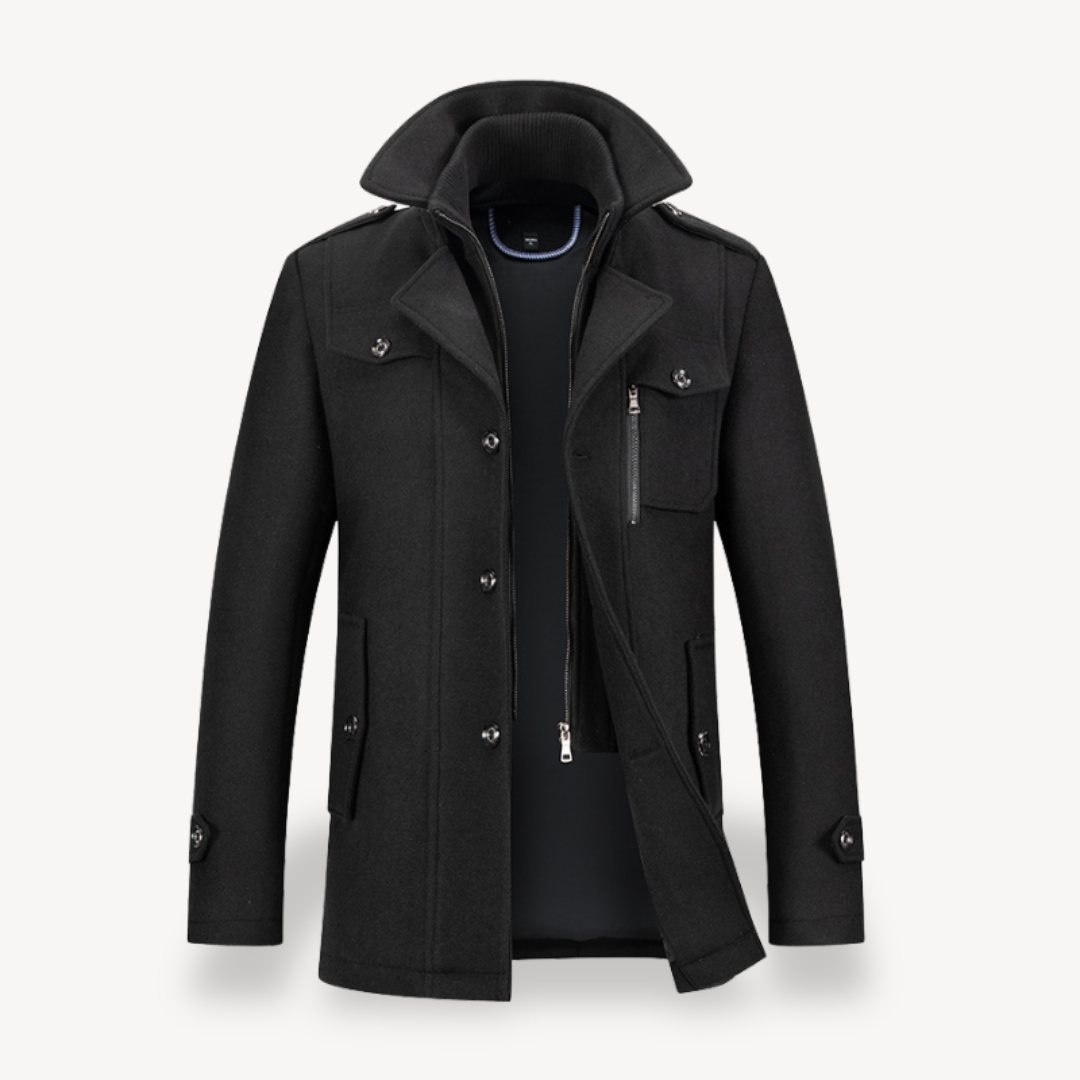 Double-Breasted Wool Blend Coat Men