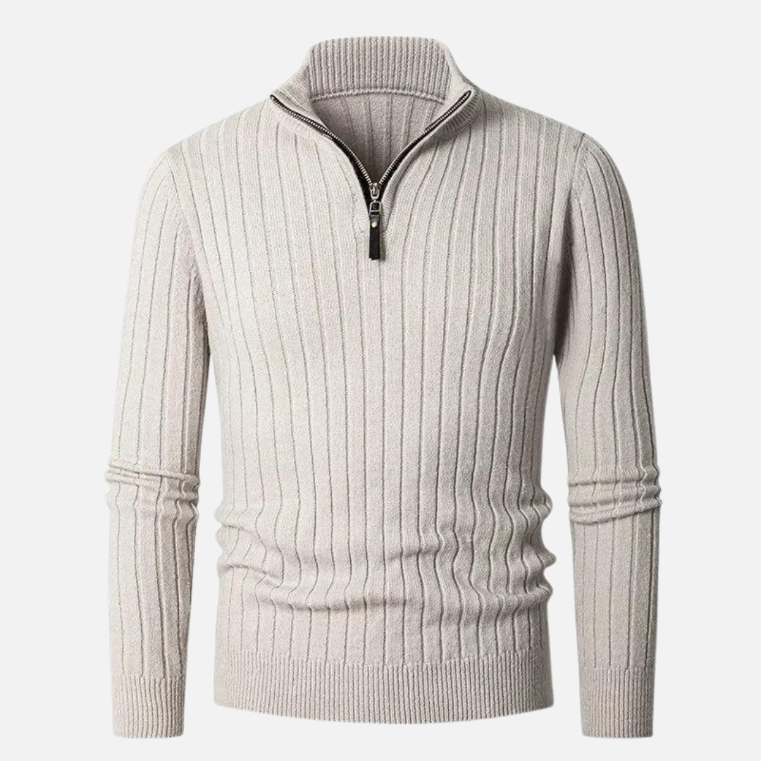 Men's Slim Fit Quarter Zip Knit Sweater - BritishElegance