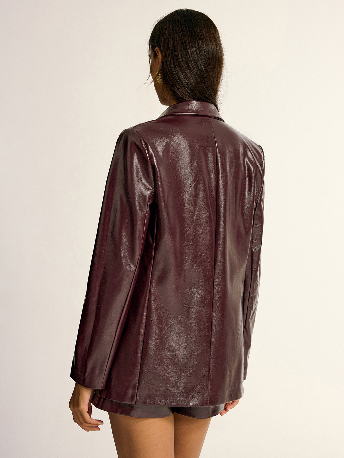 Paloma | PU Leather Metal Button Lapel Pocket Blazer