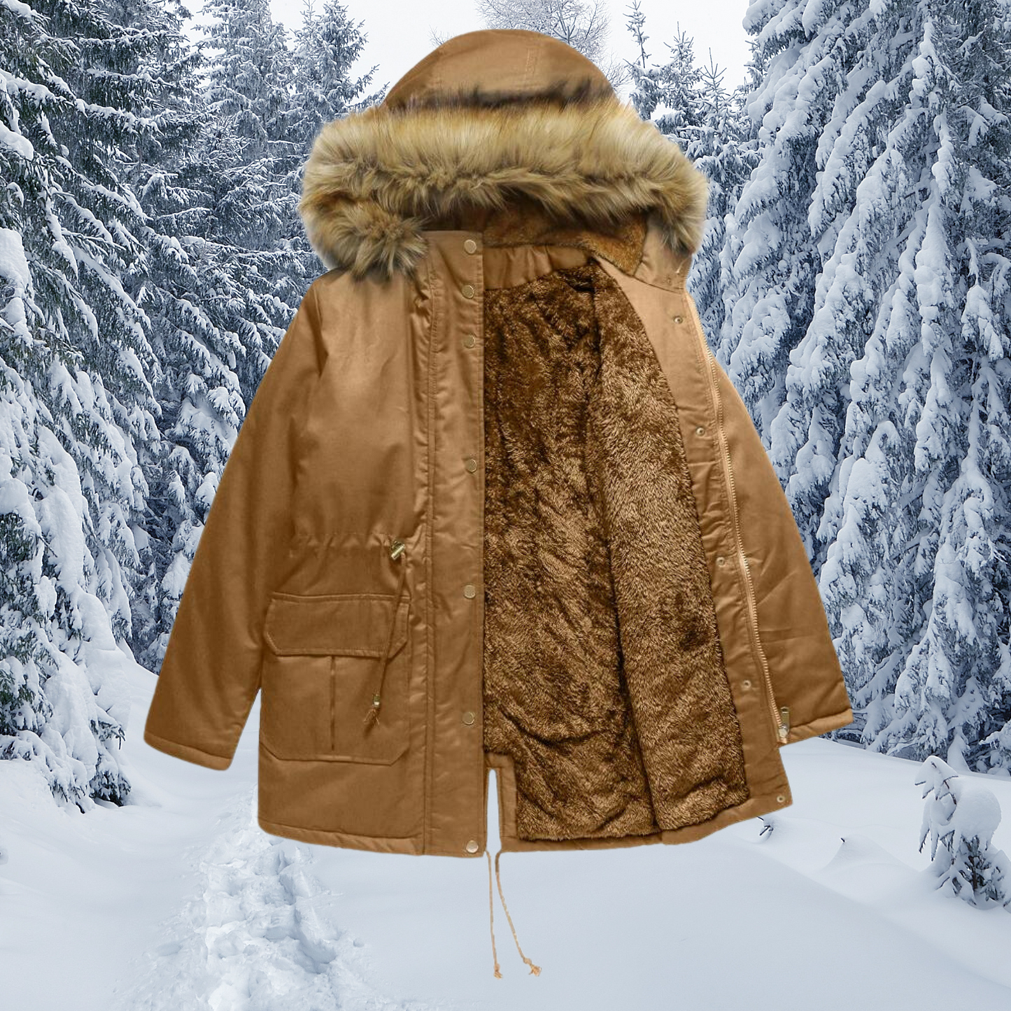 Charlie | Women's Warm Padded Winter Parka Jacket with Fur Collar and Hood