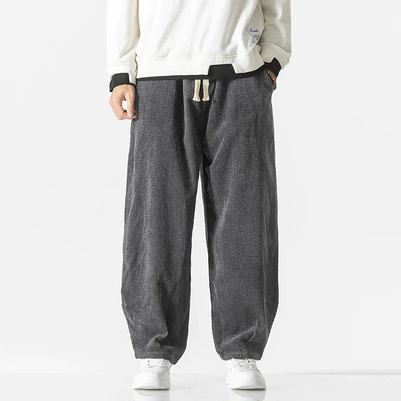 Pants – Loose Corduroy Blend Wide Legs & Drawstring Waist