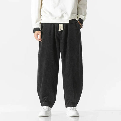Pants – Loose Corduroy Blend Wide Legs & Drawstring Waist