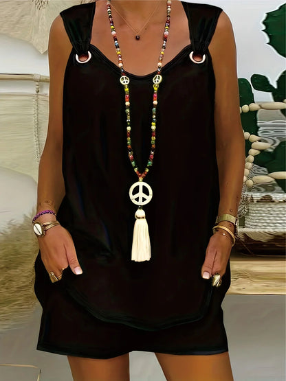 Parina Sleeveless Romper | Ring Strap Detail & Pockets