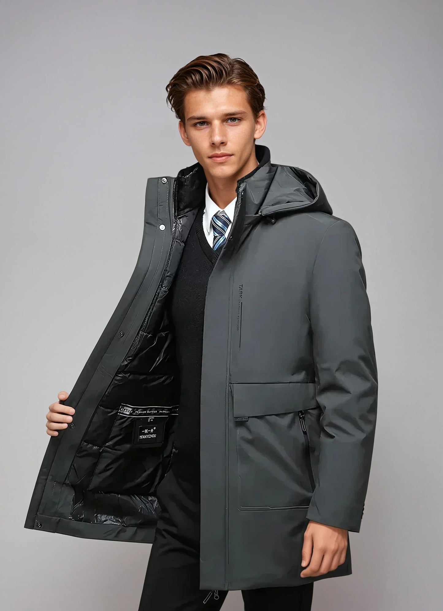 Parka – Polyester Blend Hood And Zip Pockets For Weather