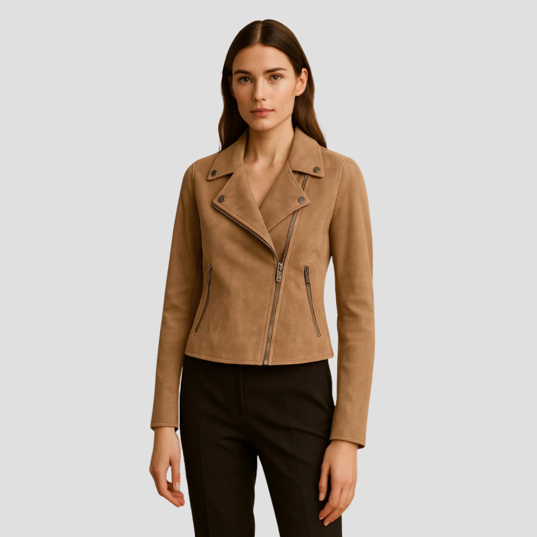 Women’s Cropped Suede Moto Jacket