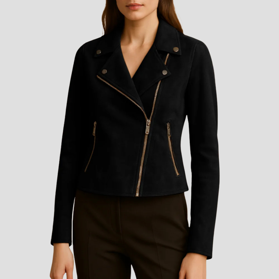 Women’s Cropped Suede Moto Jacket