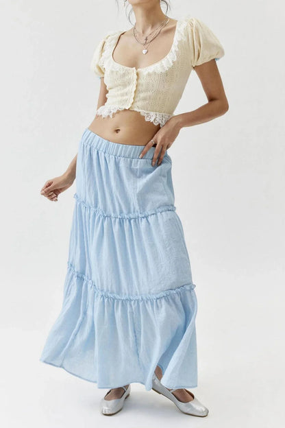 Petunia Maxi Skirt | Tiered Cotton-Linen Skirt