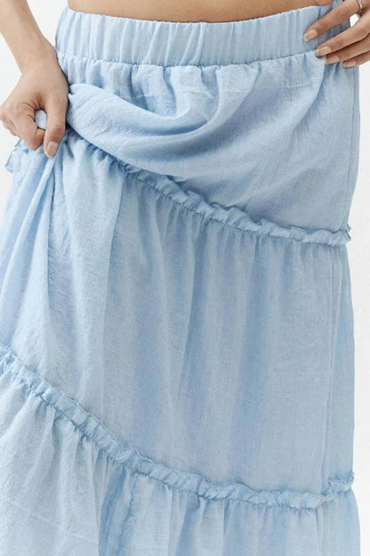 Petunia Maxi Skirt | Tiered Cotton-Linen Skirt