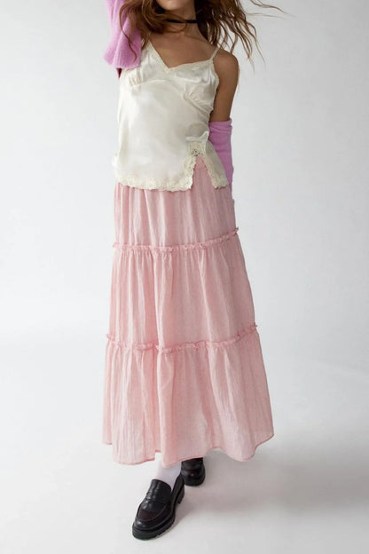 Petunia Maxi Skirt | Tiered Cotton-Linen Skirt