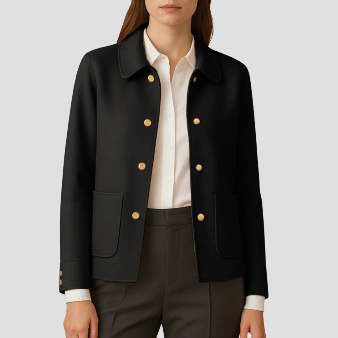 Women’s Gold-Button Cropped Blazer Jacket