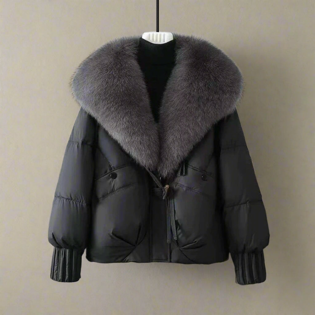 Harper Relaxed Fit Puffer Jacket | Fur Collar Toggle Closure Jacket