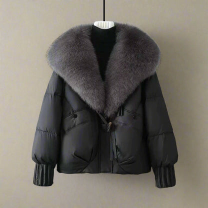 Harper Relaxed Fit Puffer Jacket | Fur Collar Toggle Closure Jacket