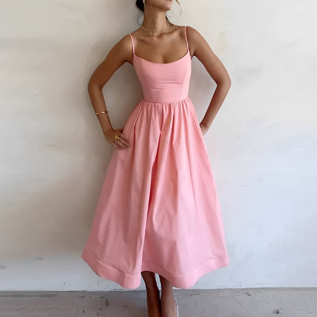 Ladies' Chic Summer Sundress with Thin Straps - BritishElegance