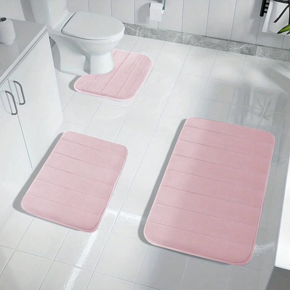 Soft 3-Piece Memory Foam Bathroom Mats, Anti-Slip