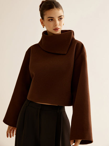 Mariam | Plain Turtleneck Tweed Top