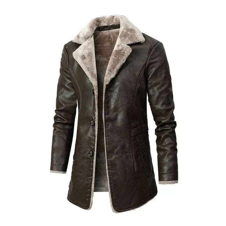 Luxury Fake Fur Lined Men's Trench Coat - BritishElegance