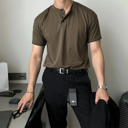 Polo Shirt– Classic Collar Three Button Placket Keeps Shape