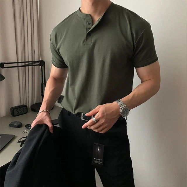 Polo Shirt– Classic Collar Three Button Placket Keeps Shape