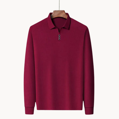 Polo Shirt - Long Sleeve & Point Collar Breathable Blend