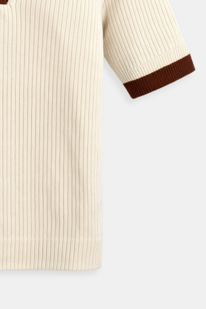 Polo Shirt - Notched Collar & Semi Sheer Blend Airflow