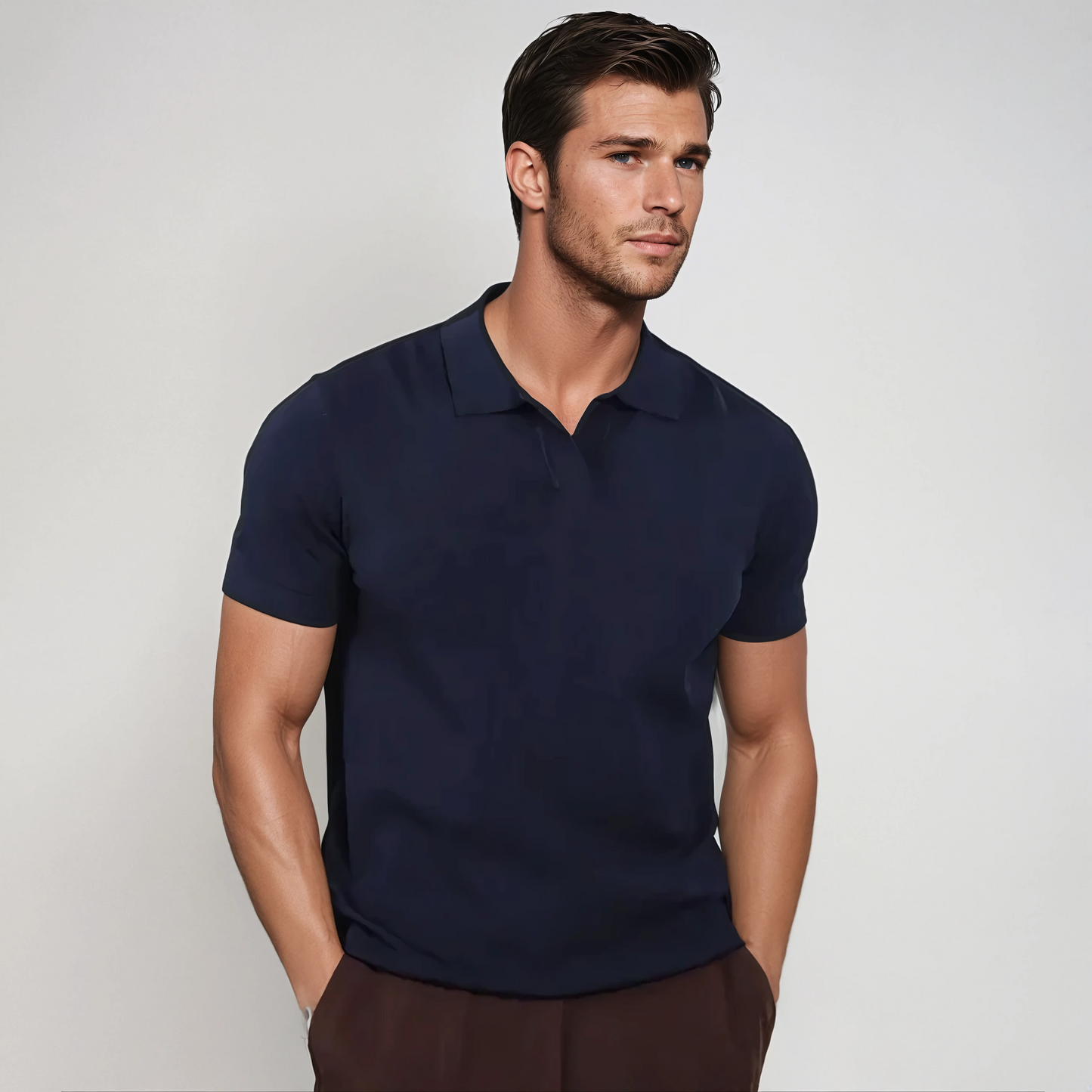 Polo Shirt - Polyester Blend Buttonless Front & Easy On