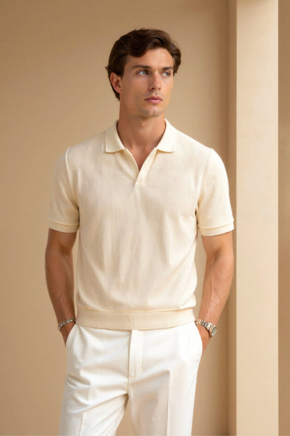 Polo Shirt – Ribbed Collar And Hem And Structured Neat Shape