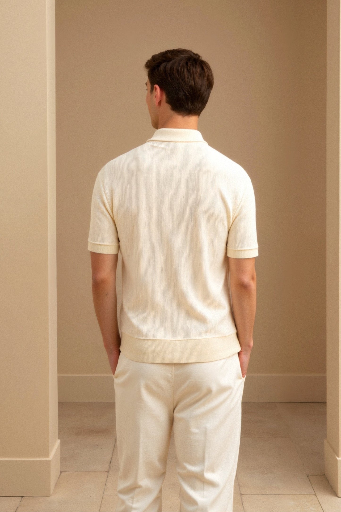 Polo Shirt – Ribbed Collar And Hem And Structured Neat Shape
