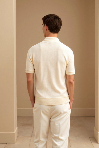 Polo Shirt – Ribbed Collar And Hem And Structured Neat Shape