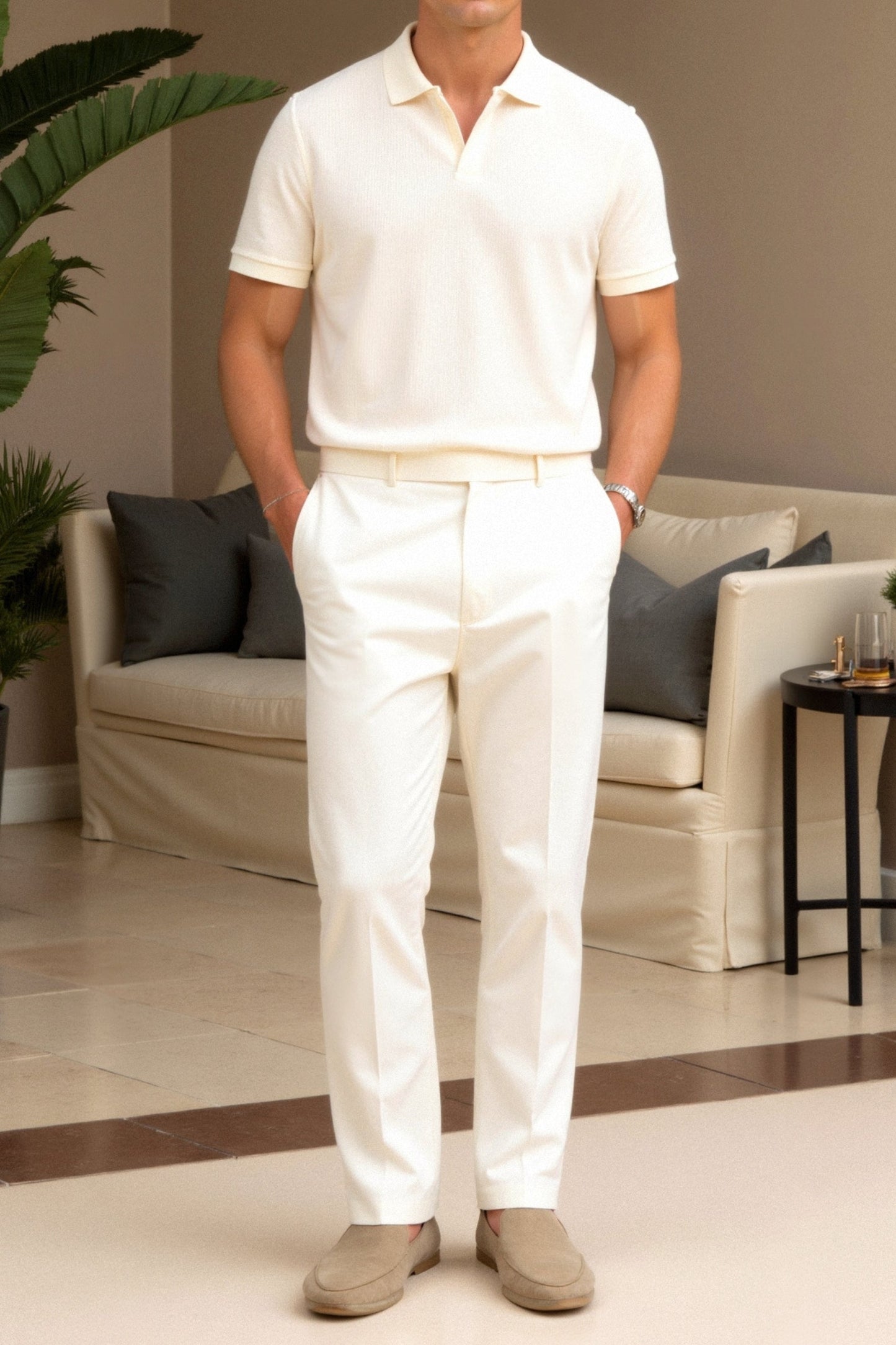 Polo Shirt – Ribbed Collar And Hem And Structured Neat Shape