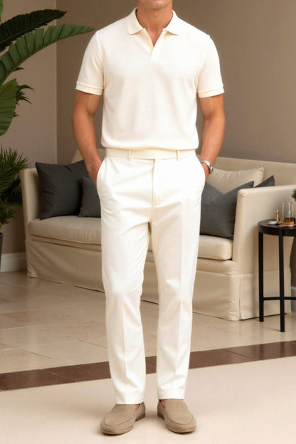 Polo Shirt – Ribbed Collar And Hem And Structured Neat Shape