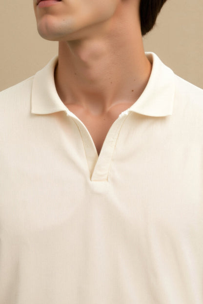 Polo Shirt – Ribbed Collar And Hem And Structured Neat Shape
