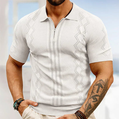 Polo Shirt - Zipper Neck & Short Sleeves For Easy On Off