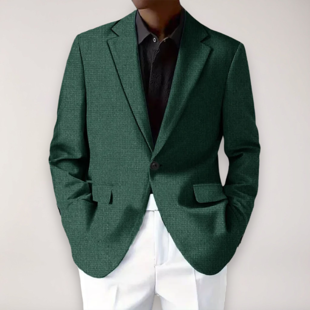 Polyester Blend Blazer - Structured Shape & Secure Pockets