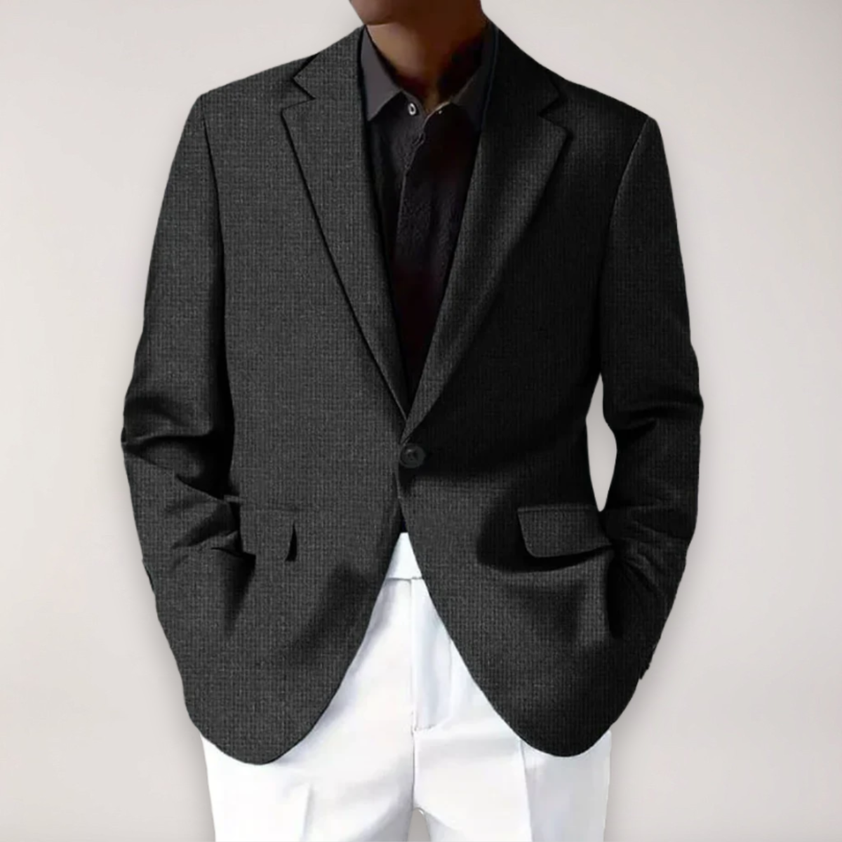 Polyester Blend Blazer - Structured Shape & Secure Pockets