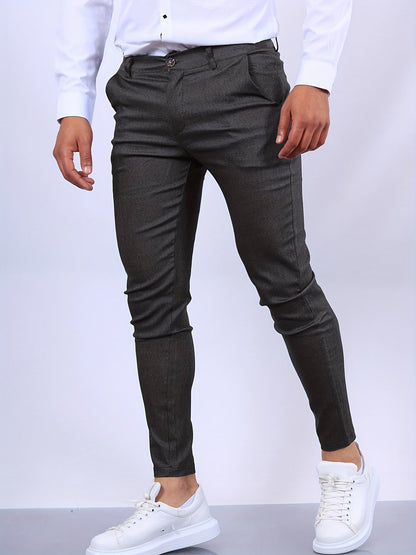Polyester Blend Dress Pants - Slim Cut & Flexible Shape